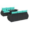 vidaXL 7-delige Loungeset met kussens poly rattan acacia zwart