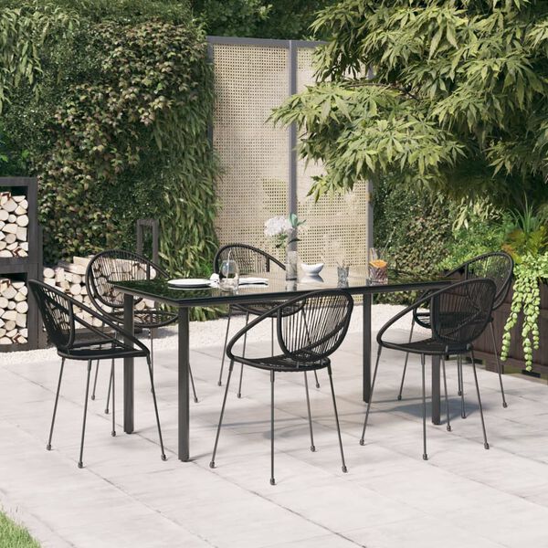 vidaXL 7-delige Tuinset PVC-rattan zwart