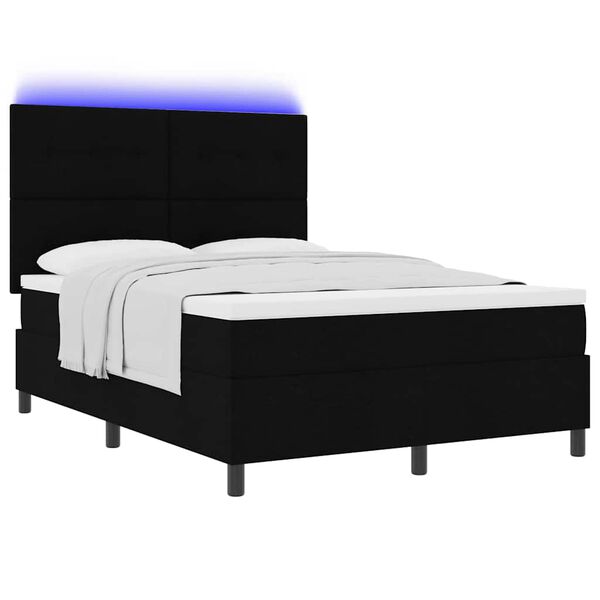 vidaXL Boxspring bed met matras met LED Zwart 140 x 200 cm Stof