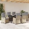 vidaXL Tuin eettafelset met kussen 7 pcs Beige poly rattan
