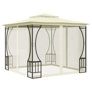 vidaXL Prieel met netten 300x300x265 cm cr&egrave;mekleurig