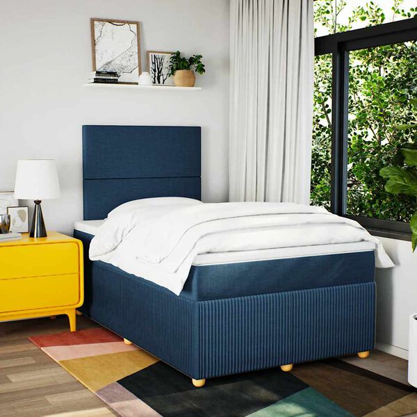 vidaXL Boxspring met matras stof blauw 120x190 cm