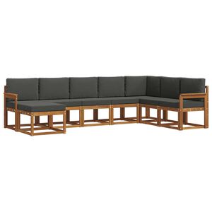 vidaXL Buiten bankenset met kussen 8 pcs Natuurlijk en Antraciet
