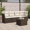 vidaXL 5-delige Loungeset met kussens poly rattan bruin