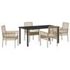 vidaXL Tuin eettafelset 5 st Beige poly rattan