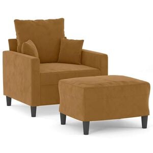 vidaXL Fauteuil met voetenbank 60 cm fluweel bruin