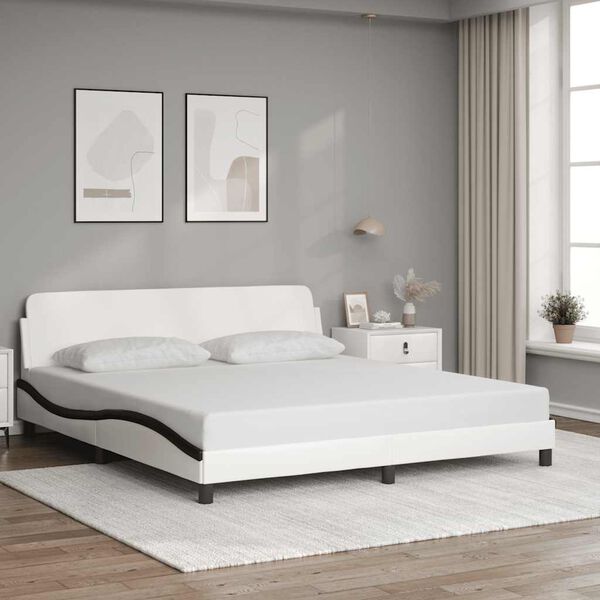 vidaXL Bedframe "Dover" kunstleer wit en zwart 180x200 cm