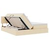 vidaXL Bed met LED-striplichten met hoofdeinde Cr&egrave;me 180 x 200 cm Stof