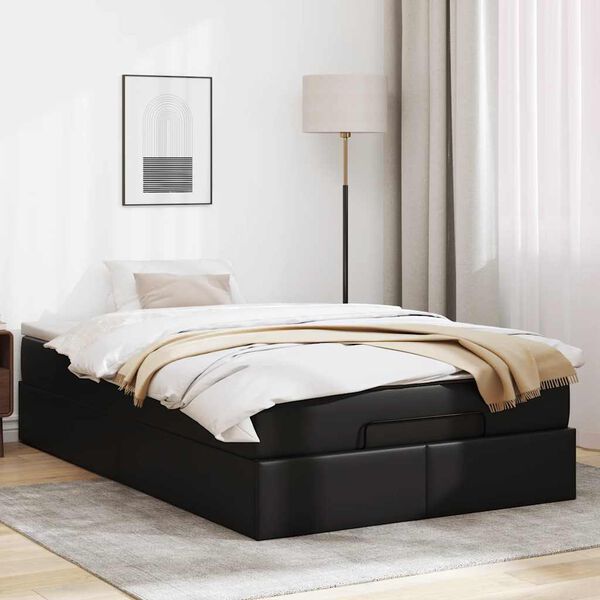 vidaXL Ottoman bed met matras 120x200cm kunstleer zwart