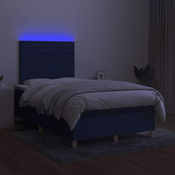 vidaXL Boxspring met matras en LED stof blauw 120x190 cm
