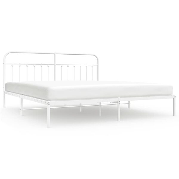 vidaXL Bedframe met hoofdbord metaal wit 193x203 cm