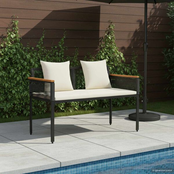vidaXL Tuinbank Zwart en Cream Wit 117 x 54 x 74.5 cm poly rattan