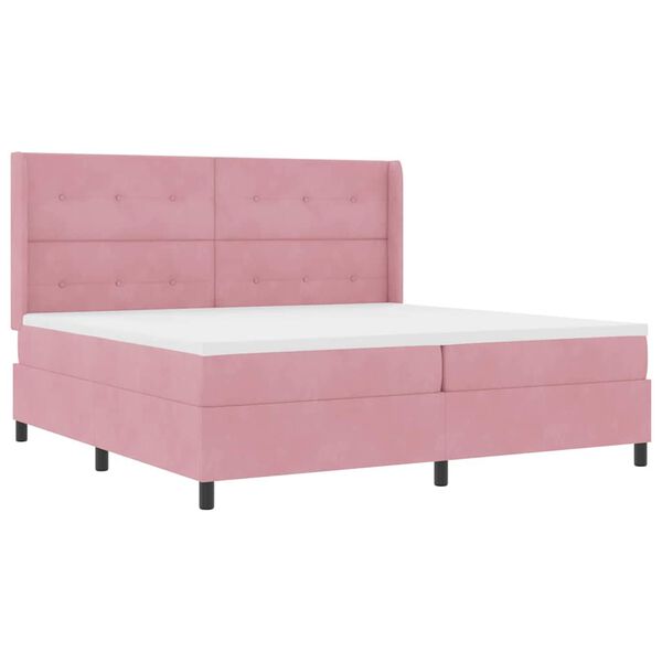 vidaXL Boxspringbed met matras Roze 200 x 200 cm Fluweel