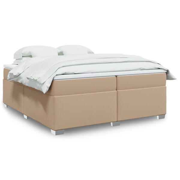 vidaXL Boxspring met matras kunstleer cappuccinokleurig 200x200 cm