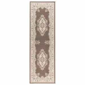 vidaXL Tapijtloper FLORNES Geweven Taupe patroon 67 x 200 cm PP 7 mm