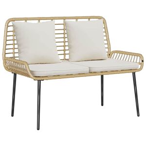 vidaXL Tuinbank Bruin en Cr&egrave;me poly rattan
