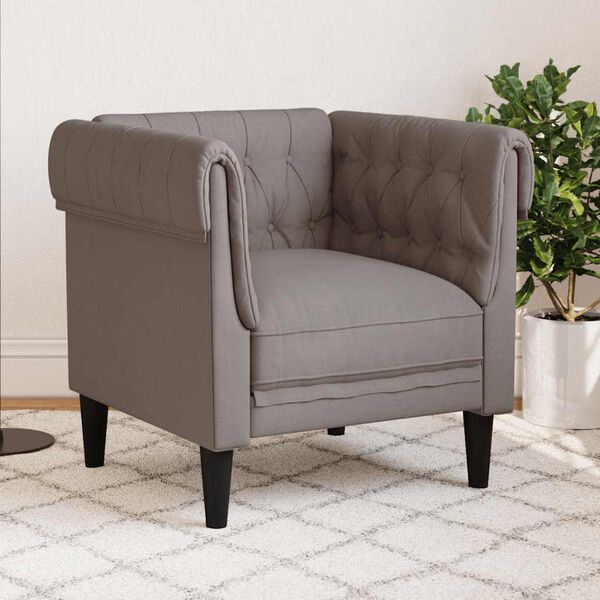 vidaXL Fauteuil Chesterfield-stijl stof taupe