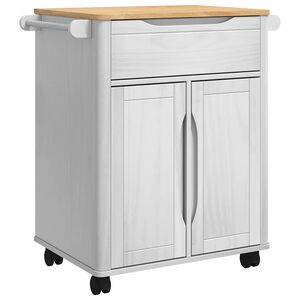 vidaXL Keuken Trolley FLORO Wit 72,5 x 45 x 80 cm Massief Vurenhout