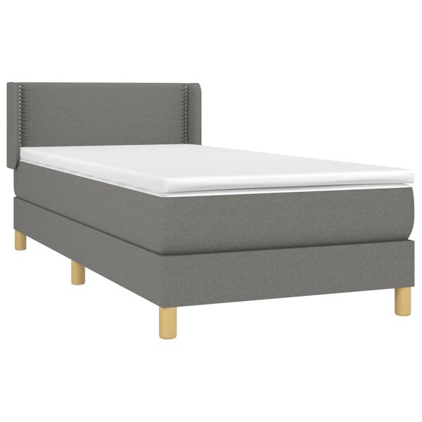 vidaXL Boxspring met matras stof donkergrijs 90x190 cm