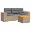 vidaXL 4-delige Loungeset met kussens poly rattan beige