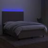 vidaXL Boxspring met matras en LED stof taupe 140x190 cm