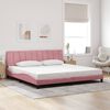 vidaXL Bedframe met LED zonder matras "Hanko" fluweel roze 200x200 cm
