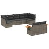 vidaXL 9-delige Loungeset met kussens poly rattan grijs