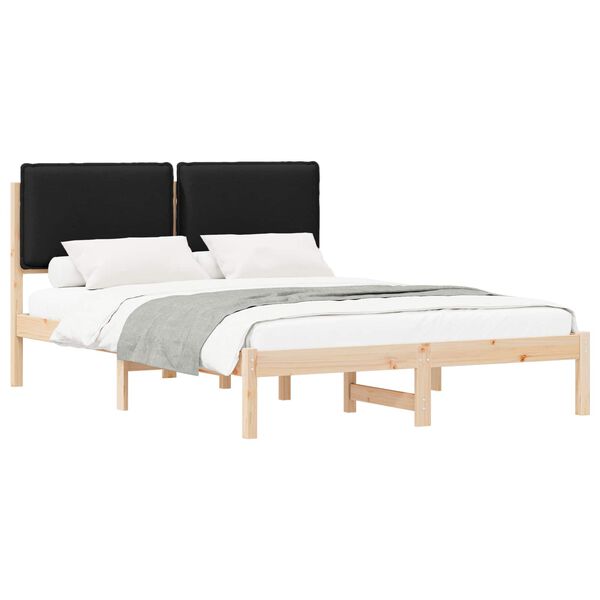 vidaXL Bedframe met Gevoerd Hoofdgedeelte Zwart 140 x 200 cm
