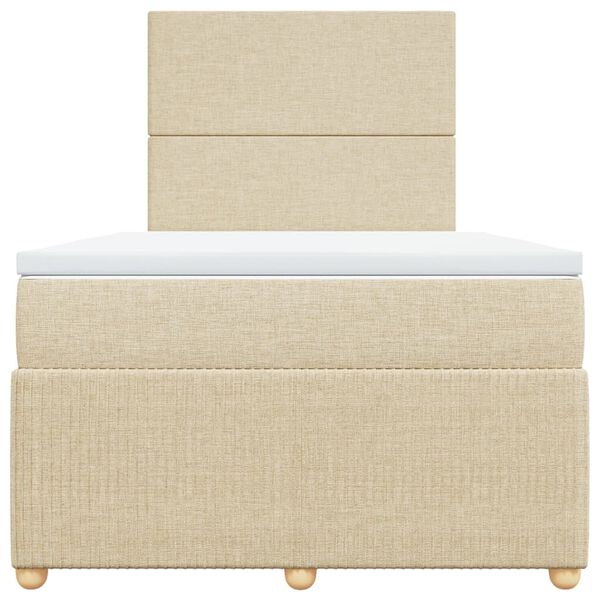 vidaXL Boxspring met matras stof cr&egrave;mekleurig 120x190 cm