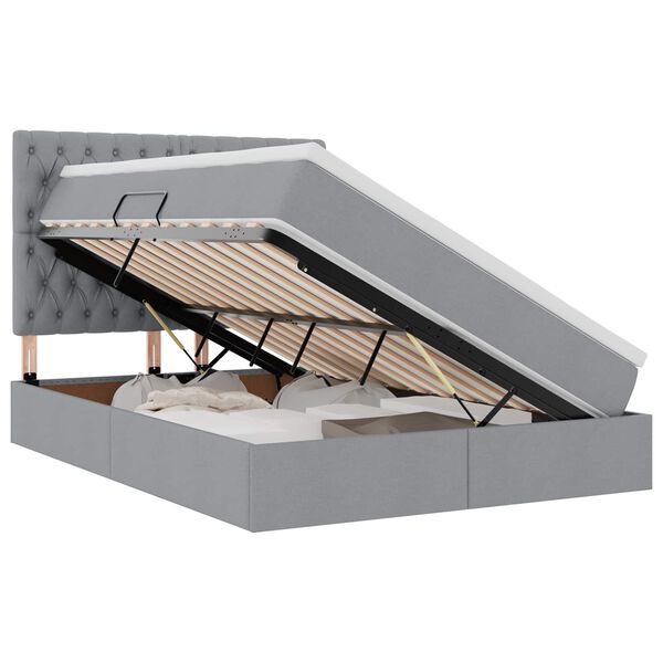 vidaXL Opbergbed met LED met matras Lichtgrijs 140 x 190 cm Polyester