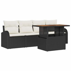 vidaXL Tuin Sofa Set met opslag 5 pcs Zwart Poly riet