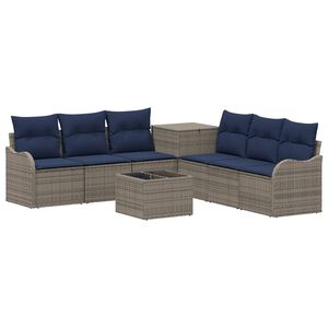 vidaXL Bankstel 8 st Grijs en Marineblauw 55 x 55 x 37 cm