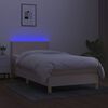 vidaXL Boxspring met matras en LED stof cr&egrave;mekleurig 100x200 cm