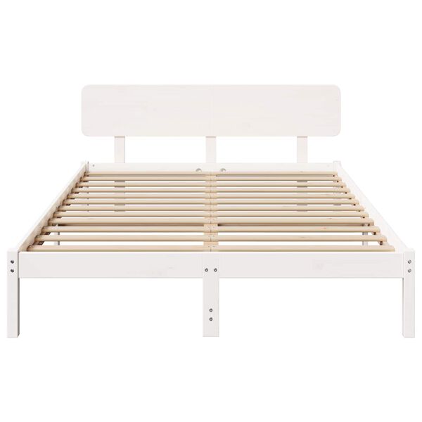 vidaXL Bedframe met hoofdeinde Wit 140 x 200 cm Massief grenenhout