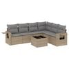 vidaXL 7-delige Loungeset met kussens poly rattan beige