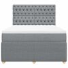 vidaXL Boxspring met matras stof lichtgrijs 160x200 cm