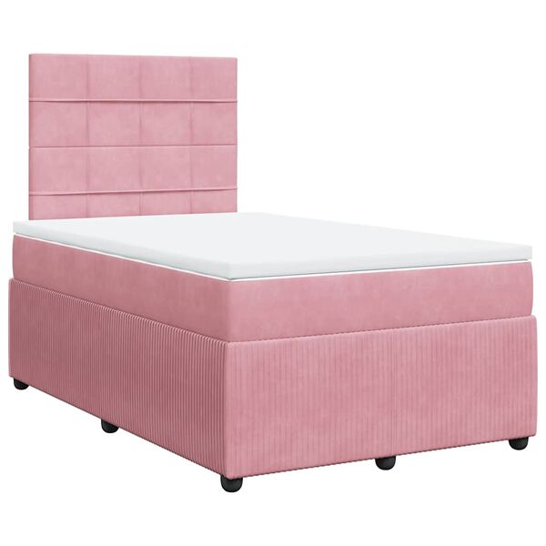vidaXL Boxspring met matras fluweel roze 120x200 cm