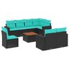 vidaXL 9-delige Loungeset met kussens poly rattan zwart