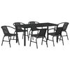 vidaXL Tuin eettafelset 7 pcs Zwart Gepoedercoat staal