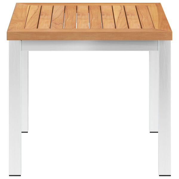 vidaXL Tuinbijzettafel 45x45x38 cm massief teakhout en roestvrij staal