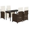 vidaXL 5-delige Tuinset met kussens poly rattan bruin