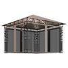 vidaXL Prieel met klamboe en LED-lichtslinger 3x3x2,73 m taupe