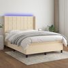 vidaXL Boxspring met matras en LED stof cr&egrave;mekleurig 140x190 cm