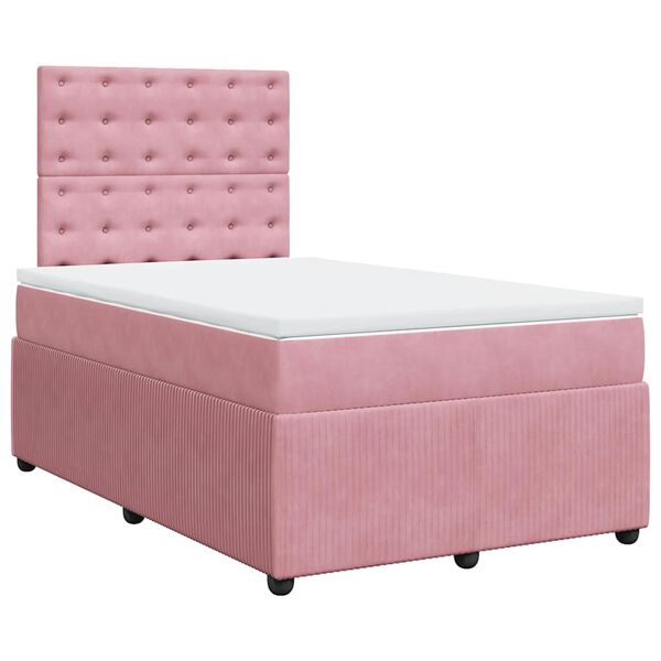 vidaXL Boxspring met matras fluweel roze 120x190 cm