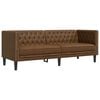 vidaXL Driezitsbank Chesterfield-stijl kunstsu&egrave;de bruin