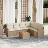 vidaXL 7-delige Loungeset met kussens poly rattan beige