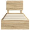 vidaXL Bedframe met hoofdeinde Sonoma Eiken 90 x 200 cm Bewerkt hout