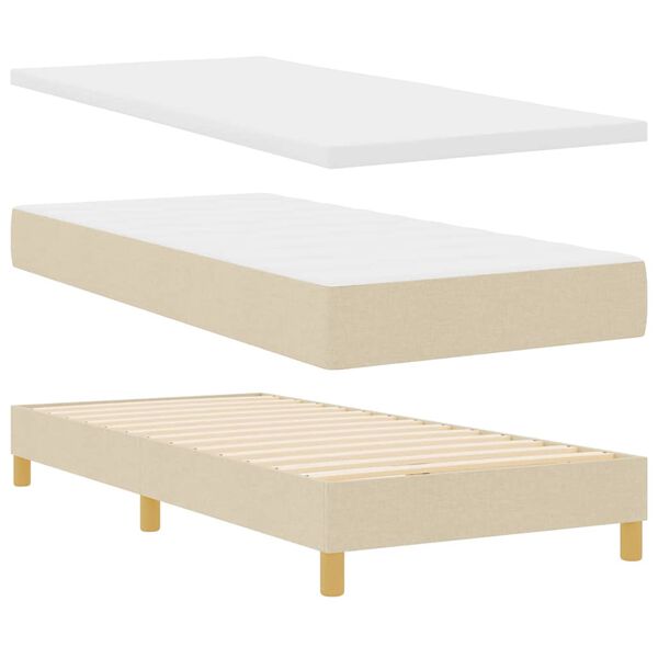 vidaXL Boxspringbed met matras Cr&egrave;me 200 x 100 cm Polyester