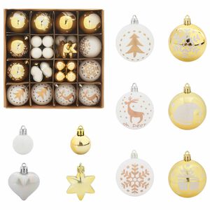 vidaXL Kerstbal Set 40 st Wit en Goud &Oslash; 6 cm Kunststof