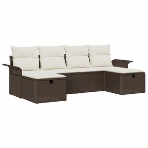 vidaXL Tuin Sofa Set met kussen 6 pcs Bruin en Cr&egrave;me poly rattan